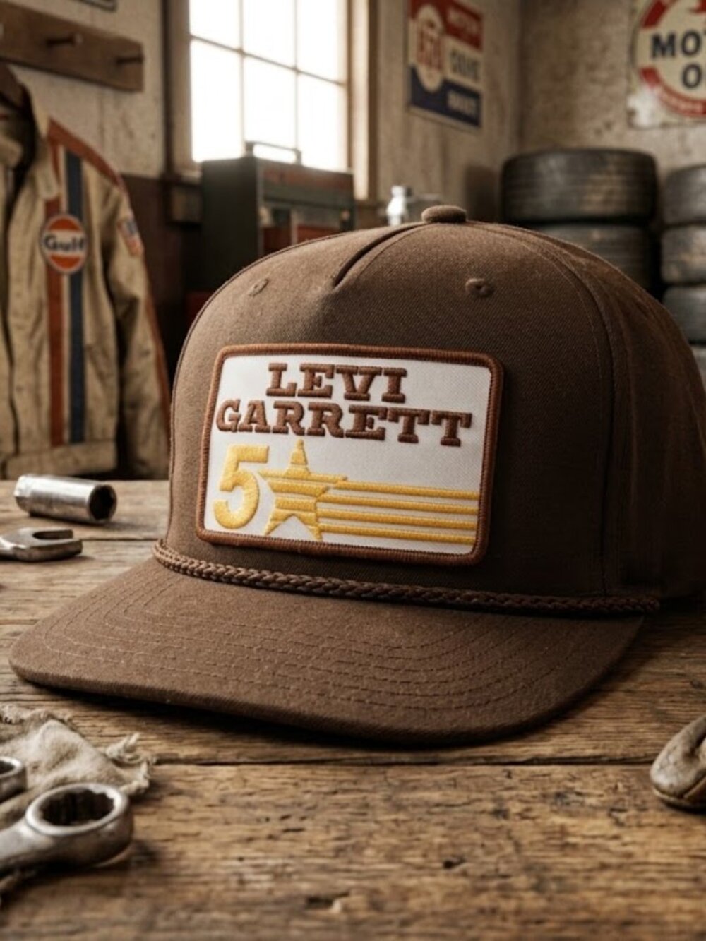 Levi Garrett Racing Hat 5 Patch Vintage NASCAR OTTO Brown Rope Snapback Cap New